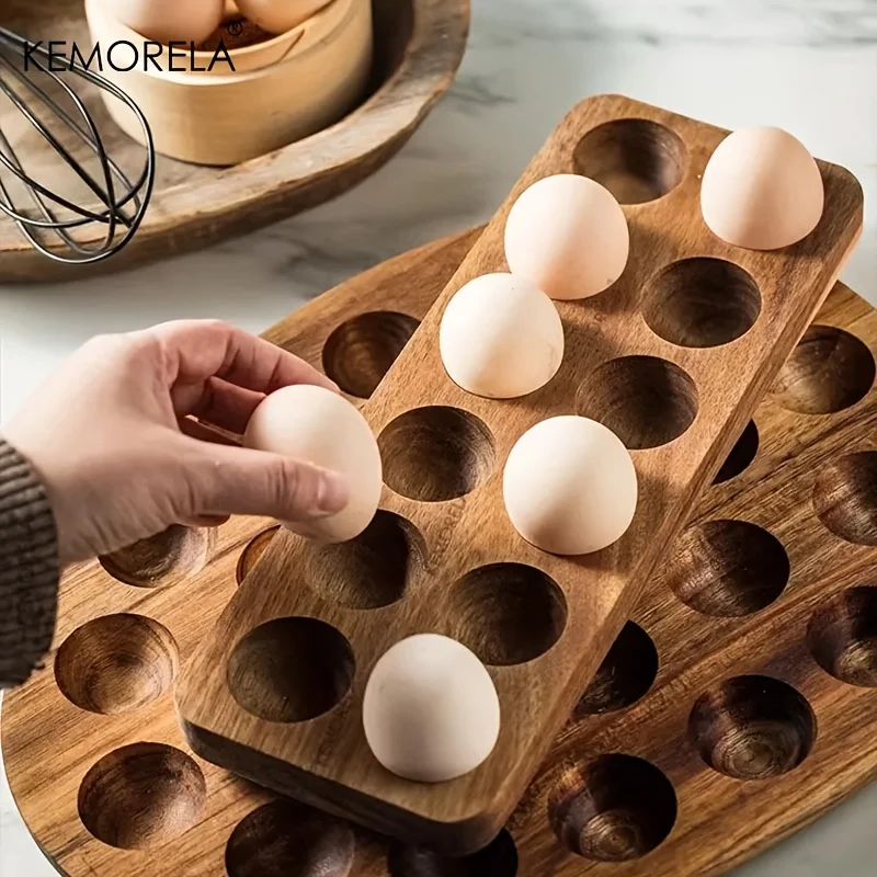 Kitchen Baking Tray Organiser - KEMORELA 1PCS Modern Wooden Egg Storage