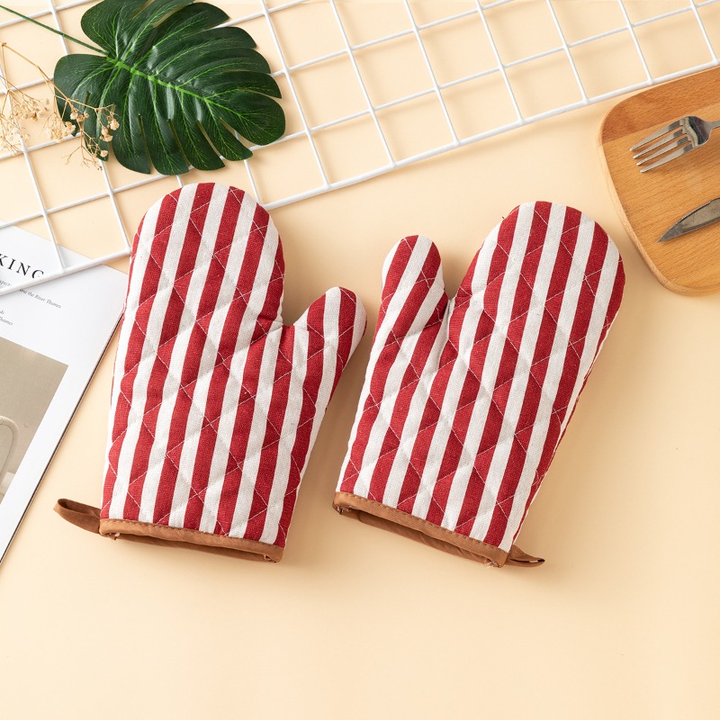 Kitchen Baking Gloves - 2pcs Thickened Oven Mitts Home Kitchen