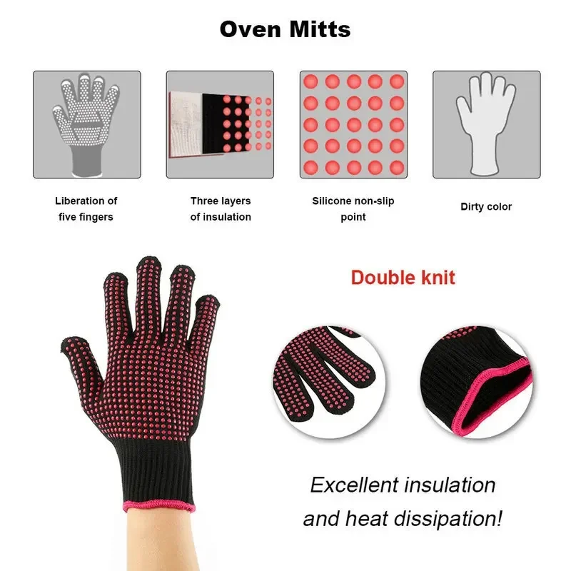 1 Pair Non-Slip Silicone BBQ G - огляд і ціна Kitchen Baking Gloves