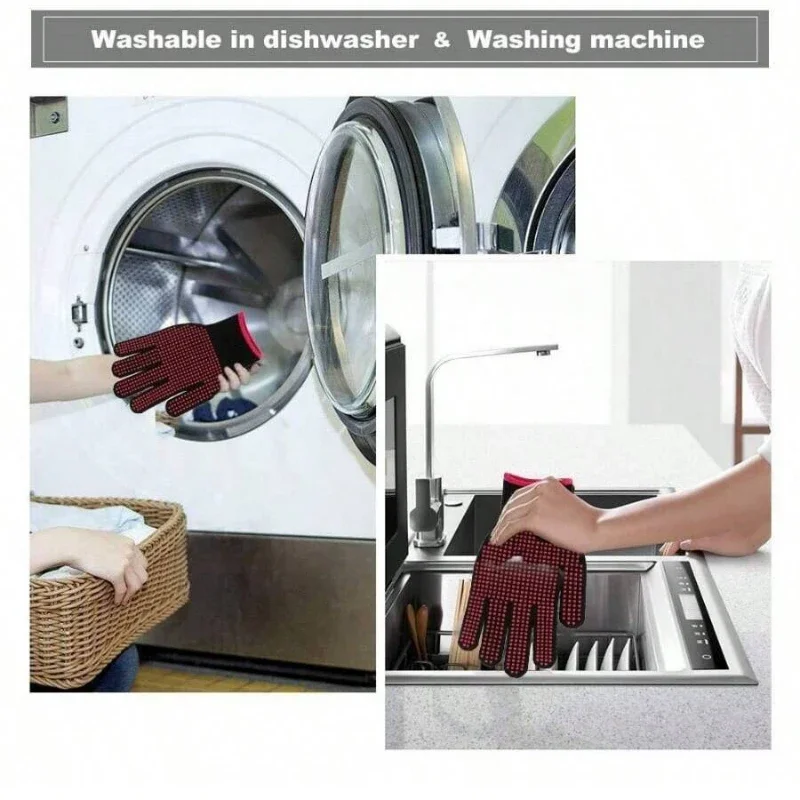 1 Pair Non-Slip Silicone BBQ G - огляд і ціна Kitchen Baking Gloves