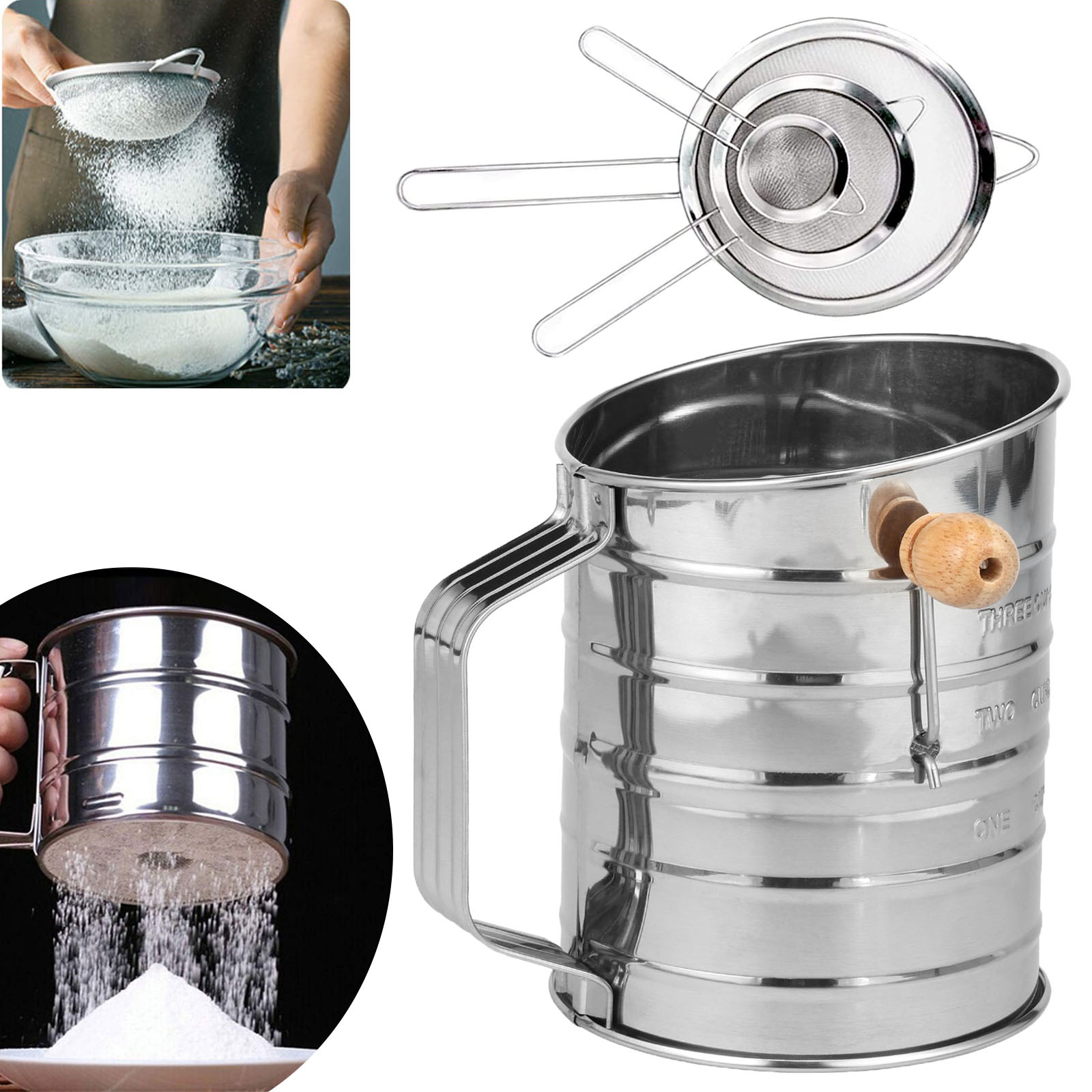 Flour Sifter Stainless Steel F - огляд і ціна Baking Powder Kitchen