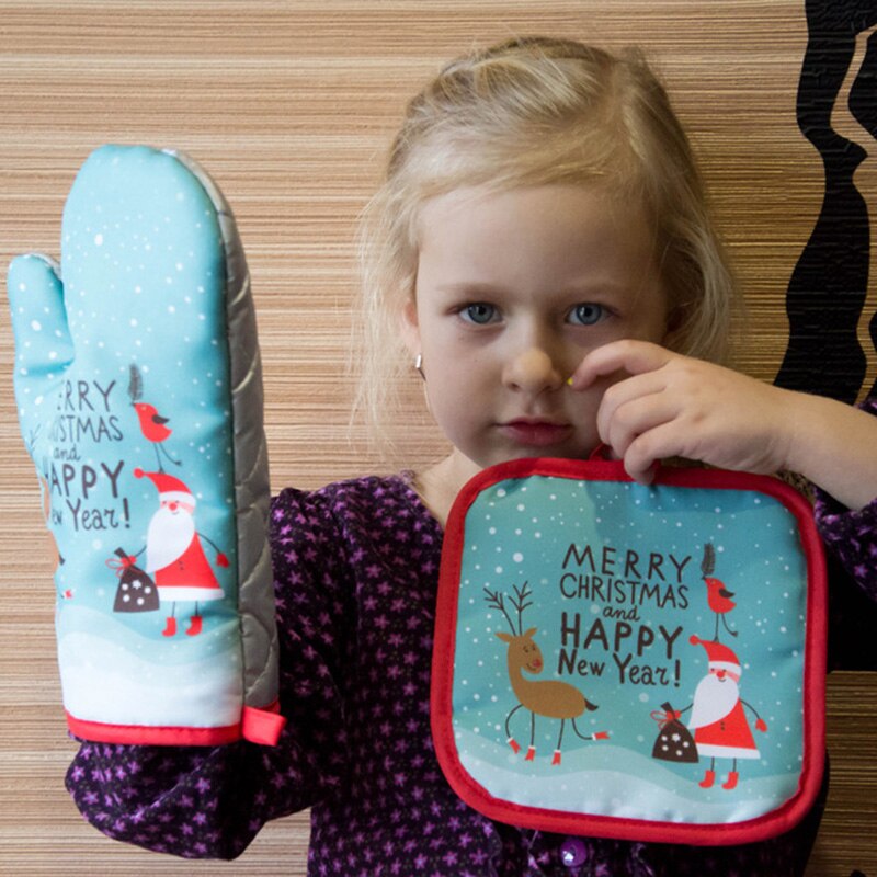 2pcs/set Christmas Oven Mitts  - огляд і ціна Kitchen Baking Gloves