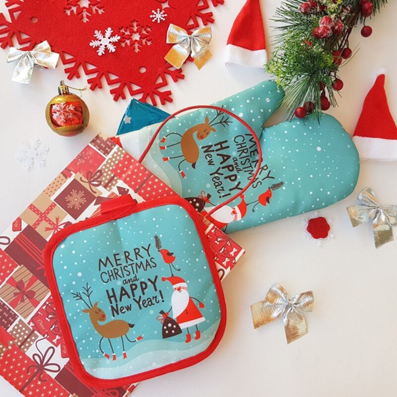 2pcs/set Christmas Oven Mitts  - огляд і ціна Kitchen Baking Gloves