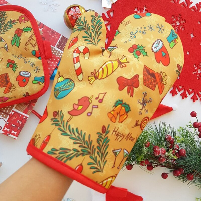 2pcs/set Christmas Oven Mitts  - огляд і ціна Kitchen Baking Gloves