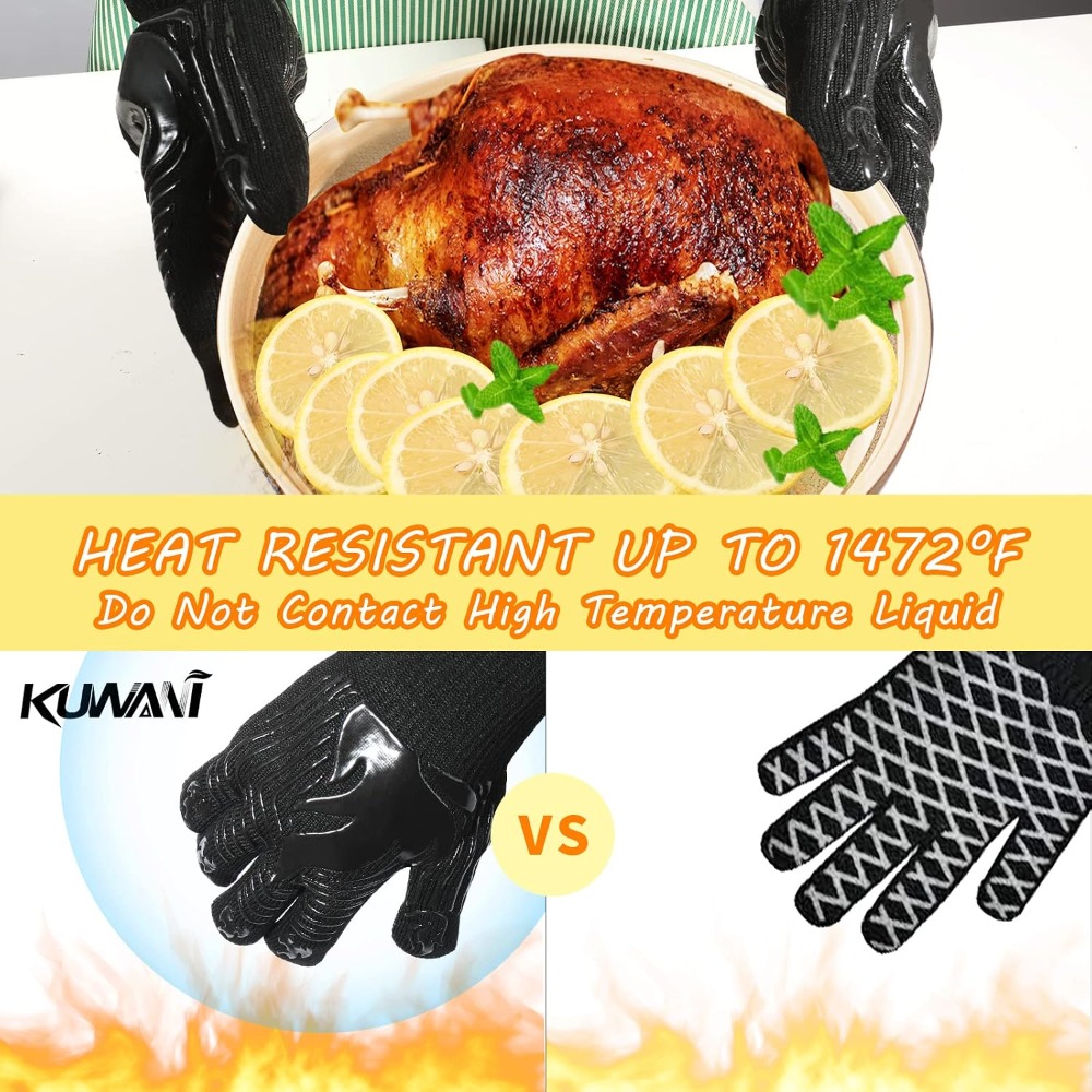 BBQ Gloves, 1472°F Heat Resist - огляд і ціна Kitchen Baking Gloves
